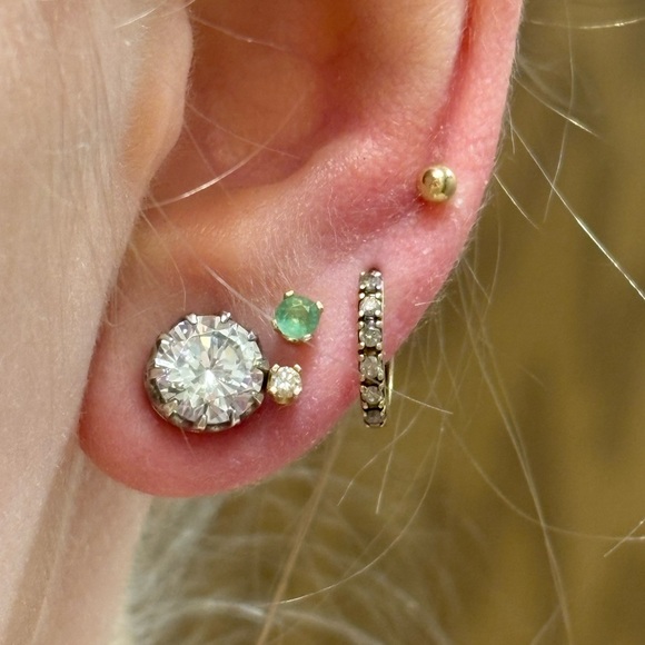 Sterling Silver 10 Prong High Quality Diamond Simulant Earrings - Picture 5 of 7